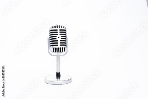 Vintage classic microphone isolated on white background