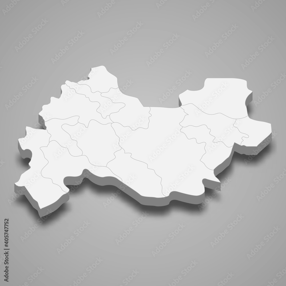 3d isometric map of Kermanshah is a province of Iran