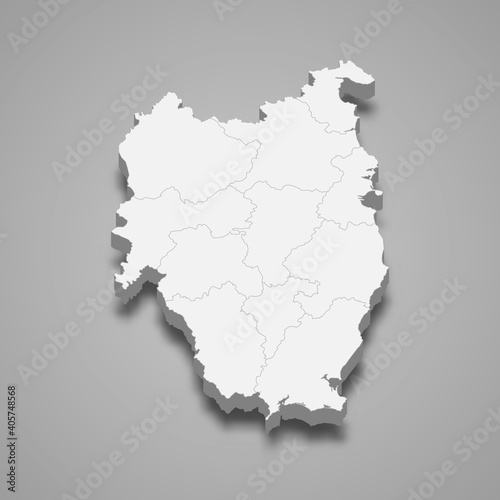 3d isometric map of Leinster is a province of Ireland
