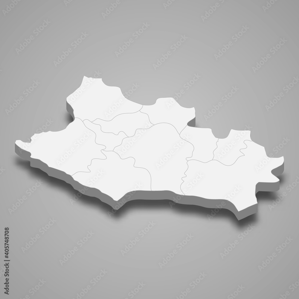 3d isometric map of Lorestan is a province of Iran