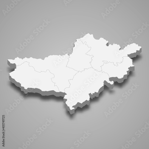 3d isometric map of Nograd is a county of Hungary