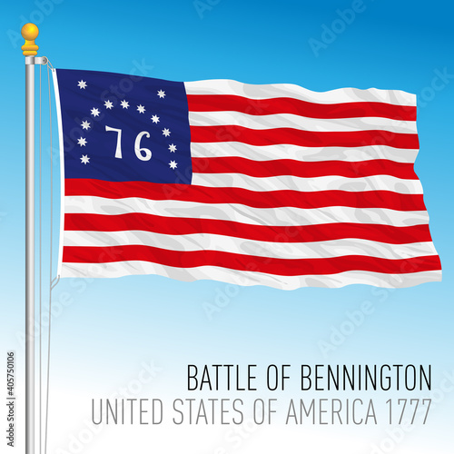 USA, historical flag, battle of Bennington, year 1777, United States of America, vector illustration