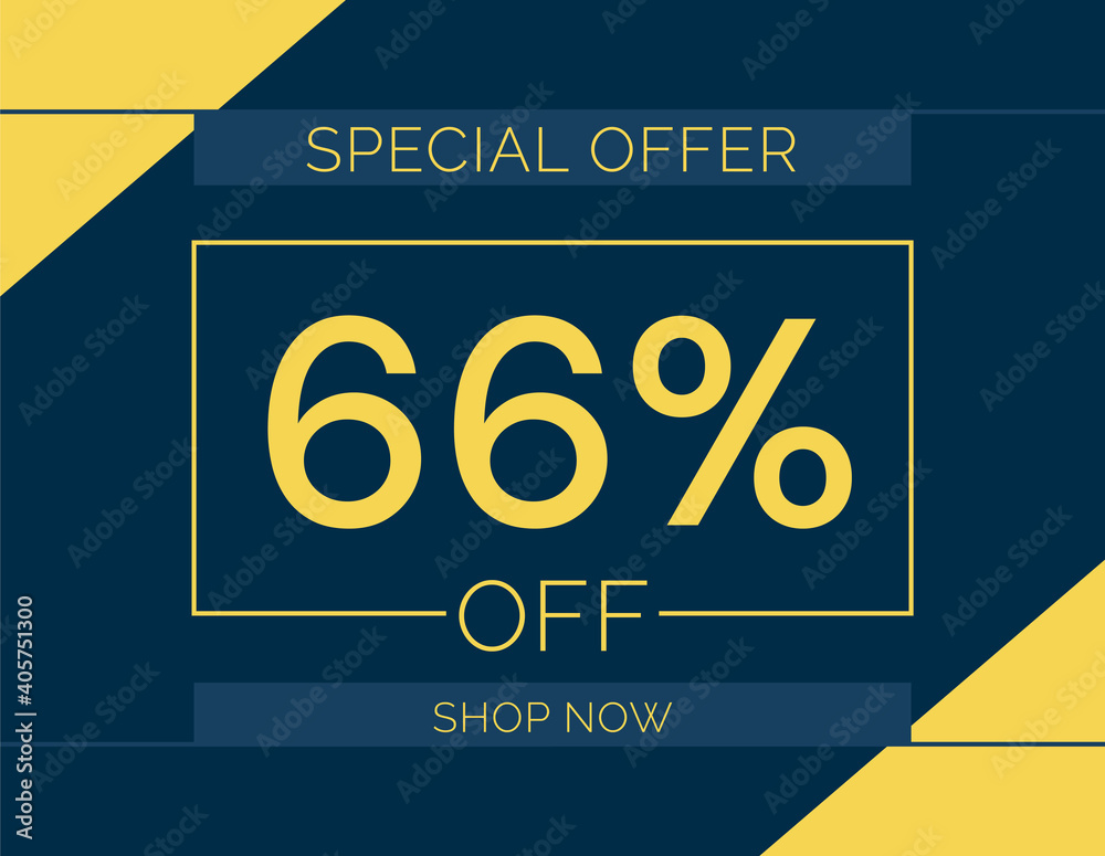 Sale special offer 66% off sign, 66 percent Discount sale minimal banner vector illustration