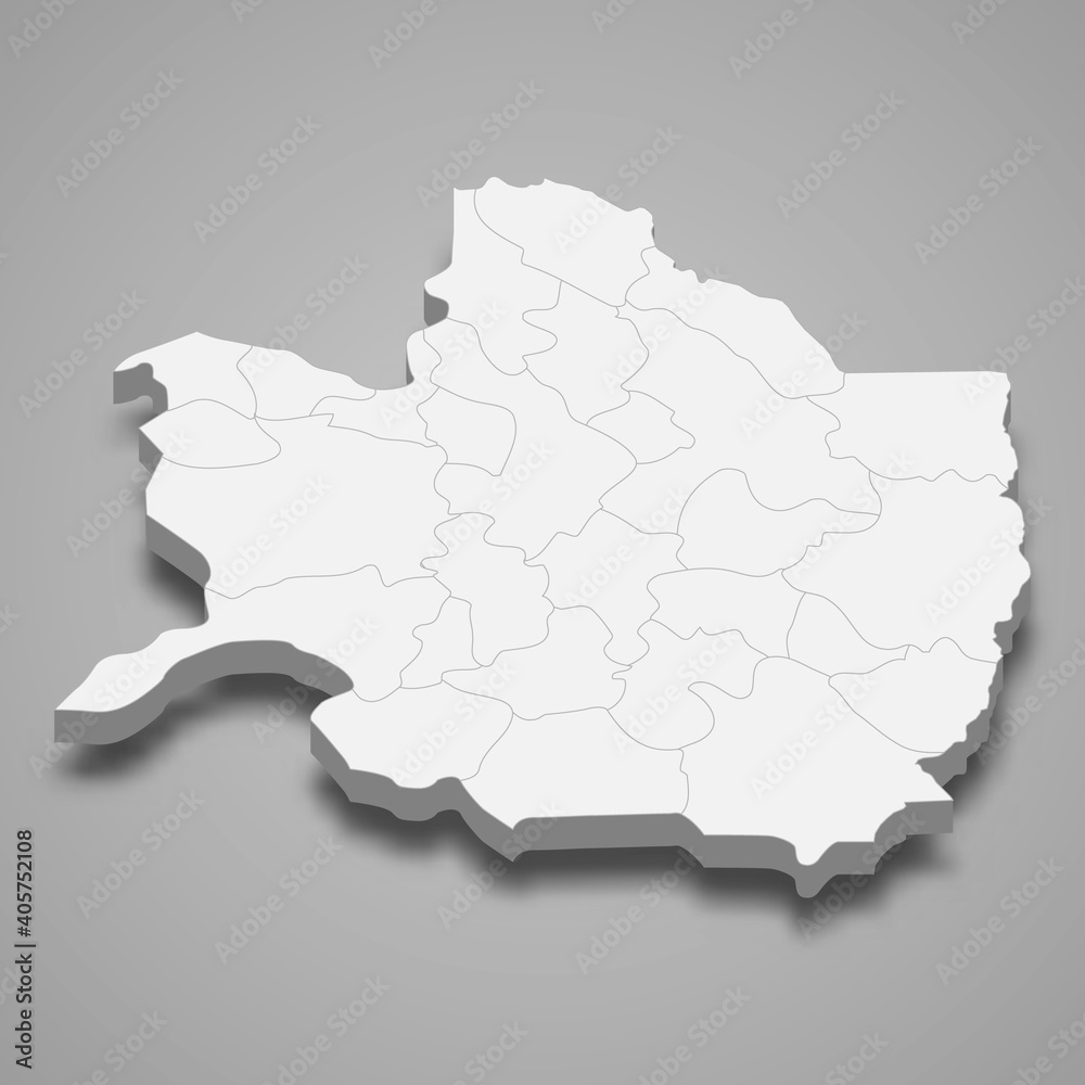 3d isometric map of Razavi Khorasan is a province of Iran