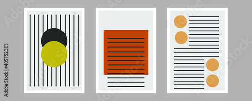 Trendy set of abstract creative minimalist artistic hand painted composition ideal for wall decoration, as postcard or brochure design, vector illustration
