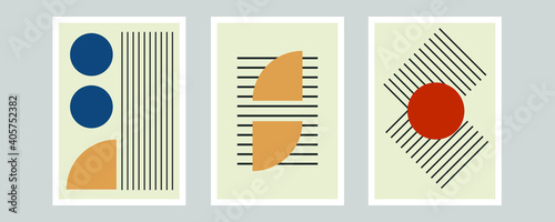 Trendy set of abstract creative minimalist artistic hand painted composition ideal for wall decoration, as postcard or brochure design, vector illustration
