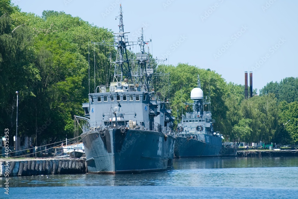 Fototapeta premium Russian battle ships in Baltiysk