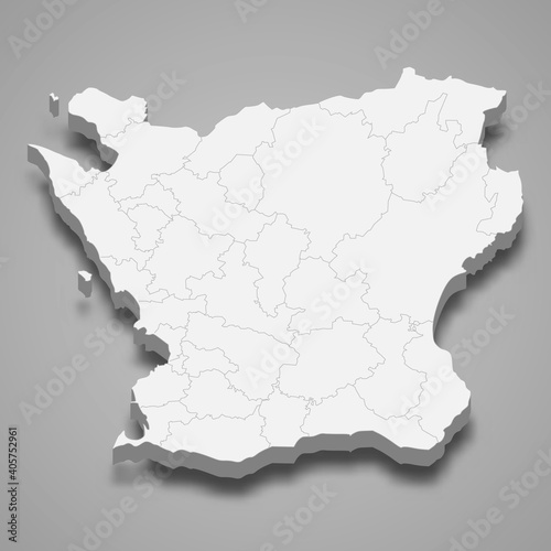 3d isometric map of Skane is a county of Sweden,