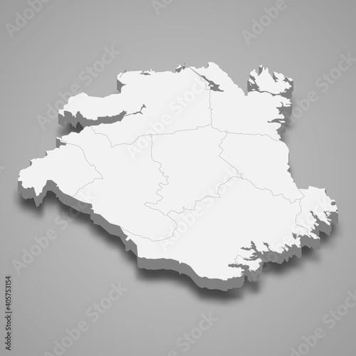 3d isometric map of Sodermanland is a county of Sweden 
