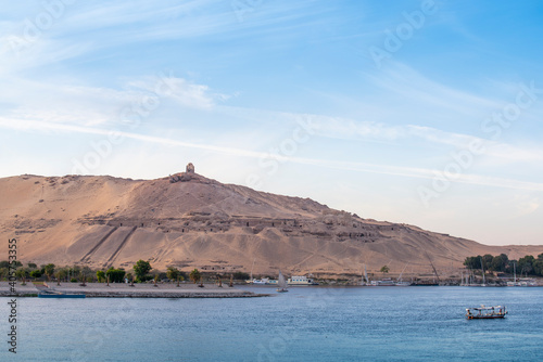 view of the Aswan Nile and mountains