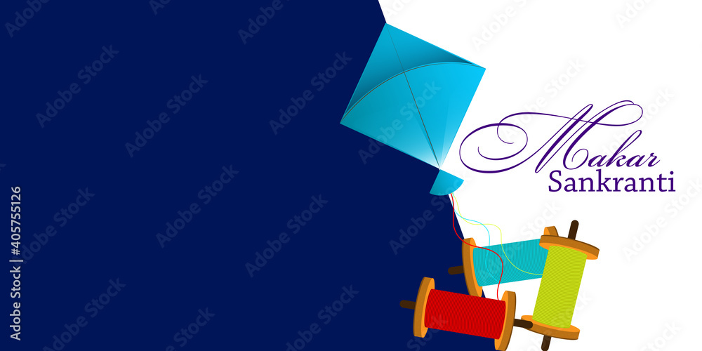 Happy Makar Sankranti poster design with illustration of colorful kites  flying background. Stock Vector | Adobe Stock