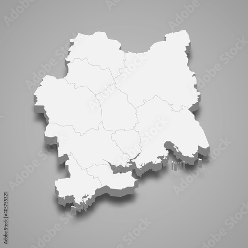 3d isometric map of Vastmanland is a county of Sweden, vector illustration photo