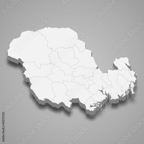 3d isometric map of Vestfold og Telemark is a county of Norway, vector illustration