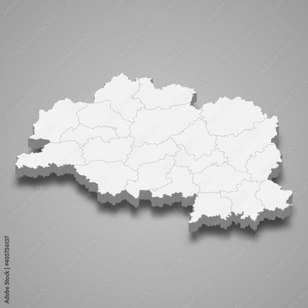 3d map of Vitebsk Oblast is a region of Belarus, vector illustration