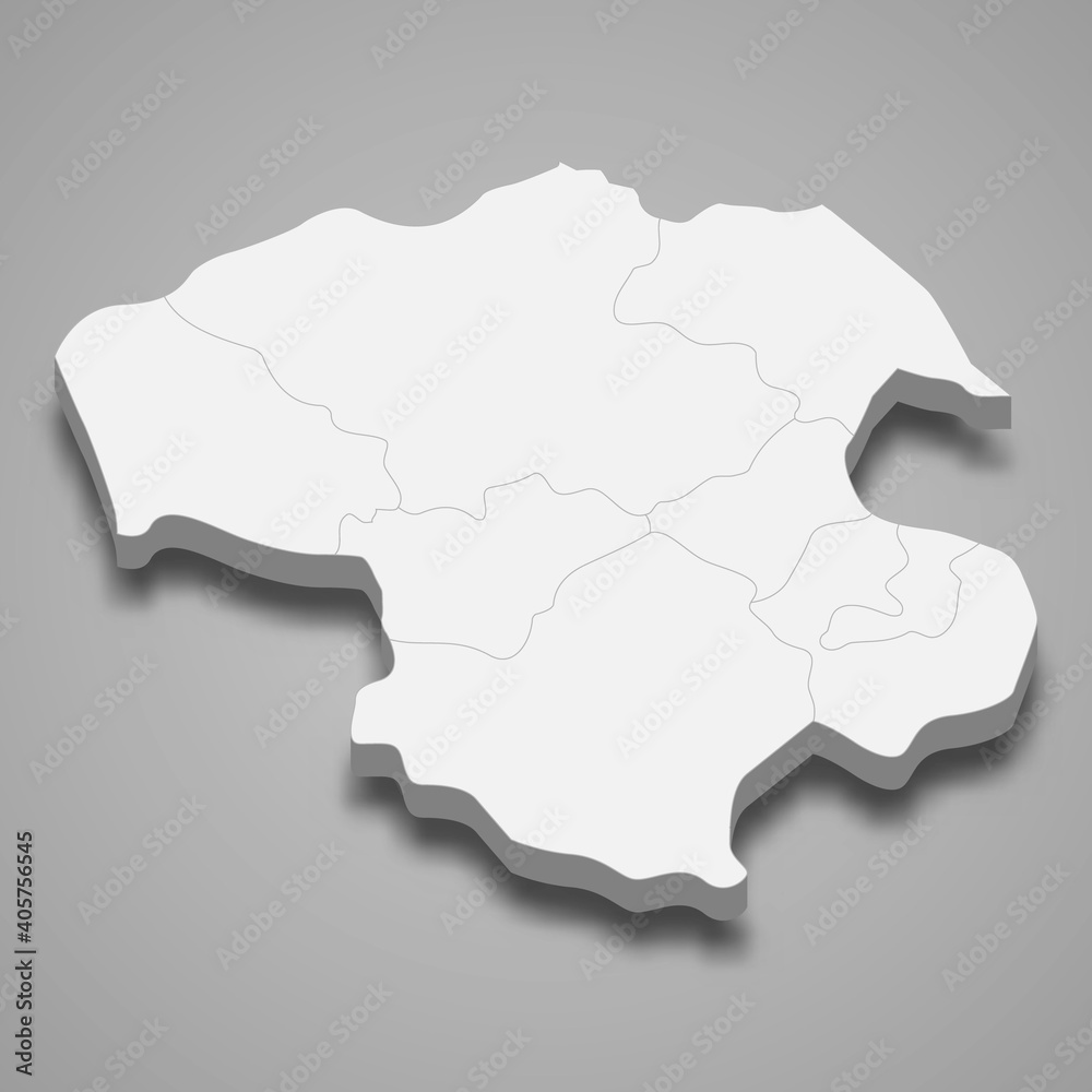 3d isometric map of Zanjan is a province of Iran, vector illustration