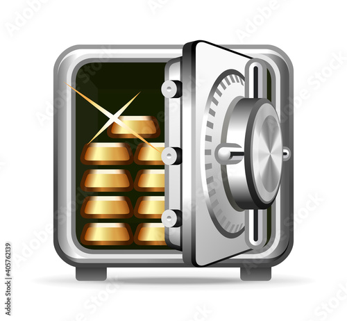 Open safety deposit box. Professional vector icon.