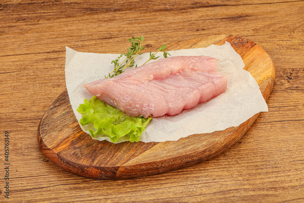 Raw turkey breast steak for cooking