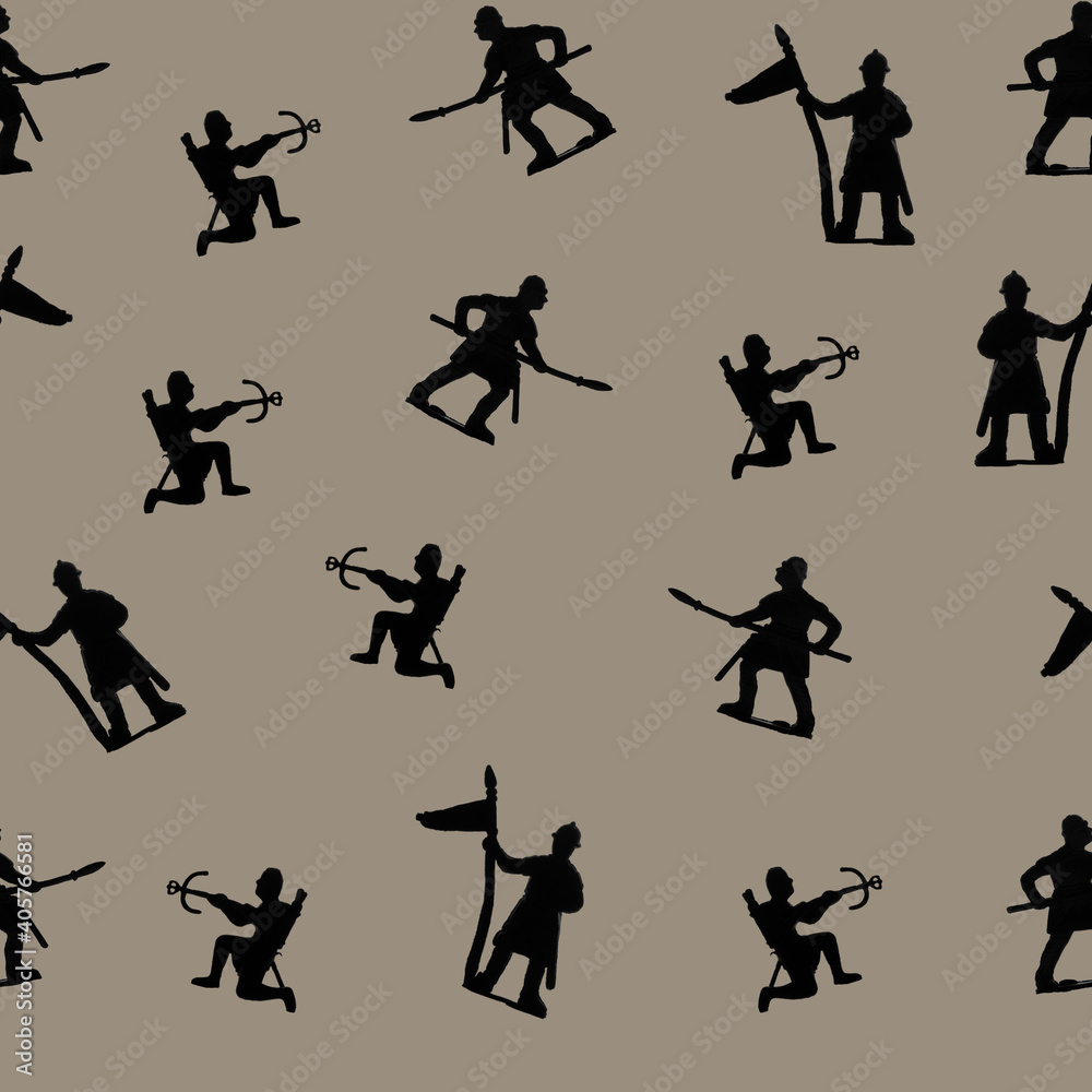 Seamless pattern of military toy soldiers.