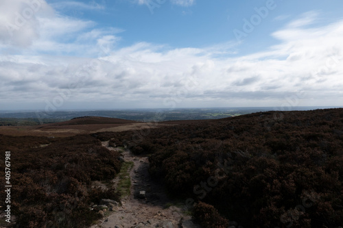 Stoney path across moorland in the Peak District