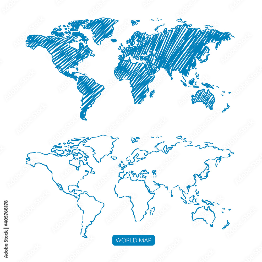 Obraz premium Scribble sketch of World map,Vector illustration.