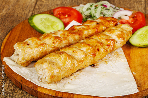 Chicken kebab with minced meat