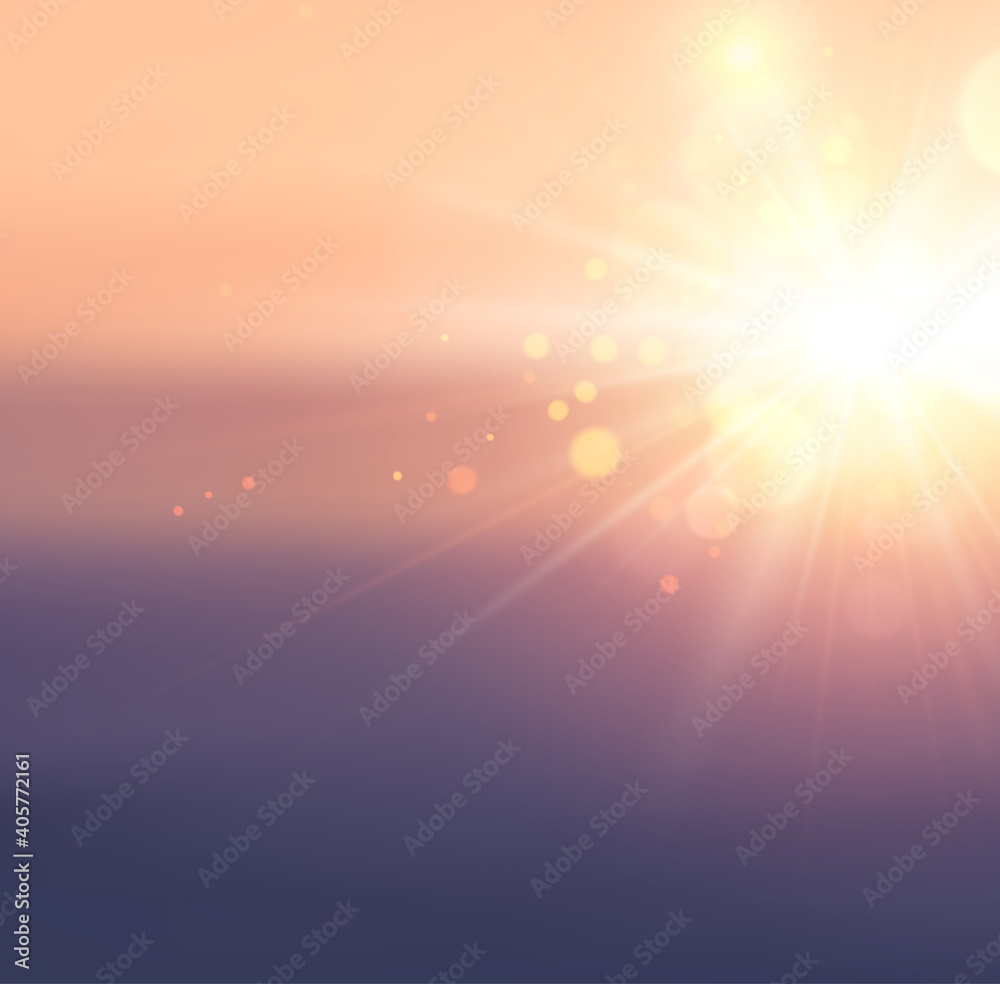 Warm sunset or sunrise abstract background.