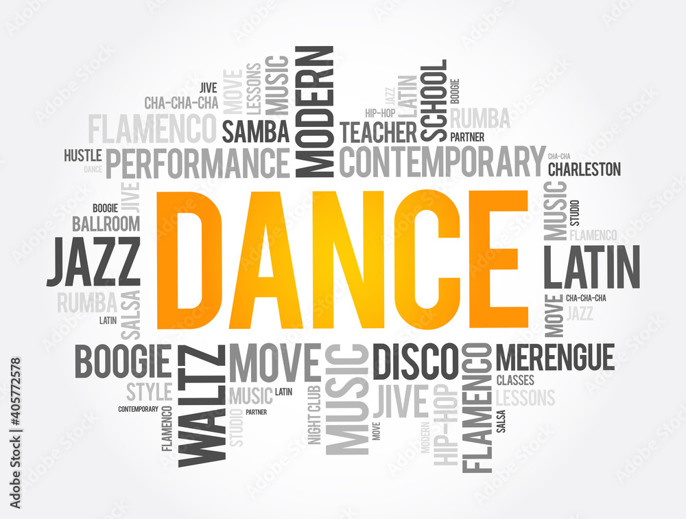 Dance word cloud collage, concept background Dance word cloud collage, concept background