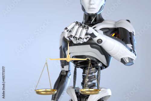 Robot android holding a Scales of Justice © Tatiana Shepeleva