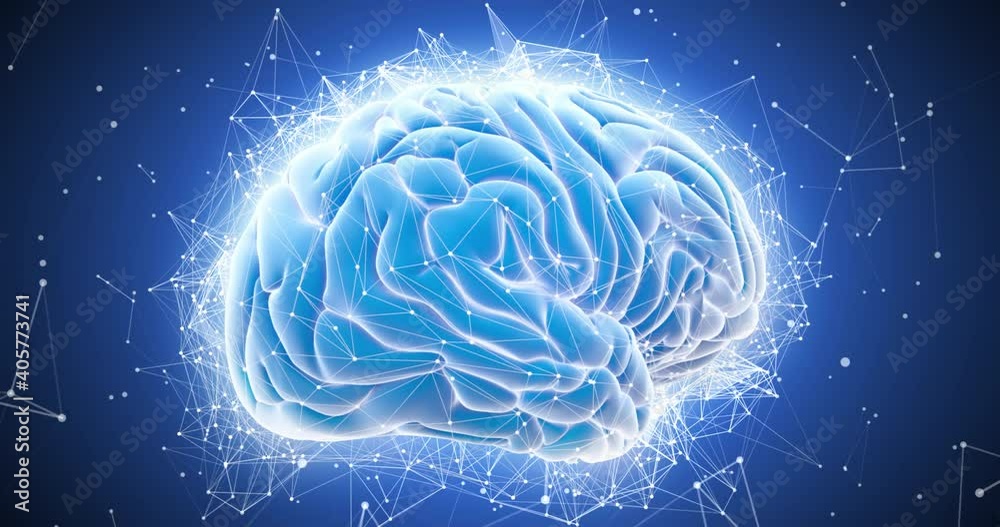 Human brain, thought process and creativity, plexus style 3D render Human brain, thought process and creativity, plexus style 3D render