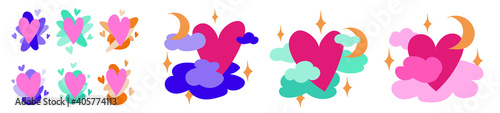 vector set of hearts with textures and background