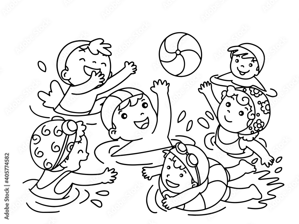 Children play in swimming pool Children play in swimming pool