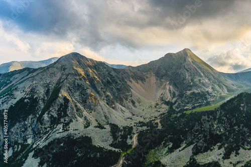 Cloudy sunset over the mountains (Ulldeter, Pyrenees Mountains, Vallter 2000, Spain)