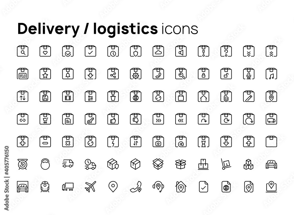 Delivery and logistics. High quality concepts of linear minimalistic flat vector icons set for web sites, interface of mobile applications and design of printed products. Delivery and logistics. High quality concepts of linear minimalistic flat vector icons set for web sites, interface of mobile applications and design of printed products.