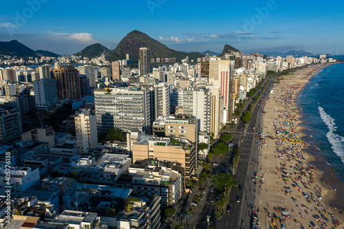 Aerial view of Ipanema and Leblon district, Rio de Janeiro city, Brazil, South America.