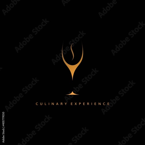 Modern and elegant coffee and wine glass combination logo design