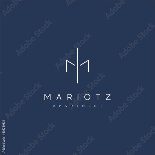 Modern and professional M letter initial apartment logo