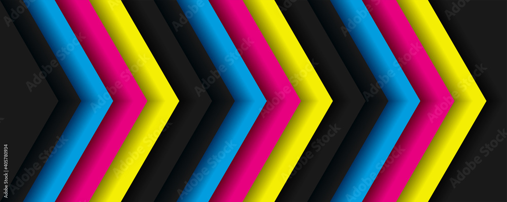 Modern material vector illustration cmyk colors with overlapped blank ...