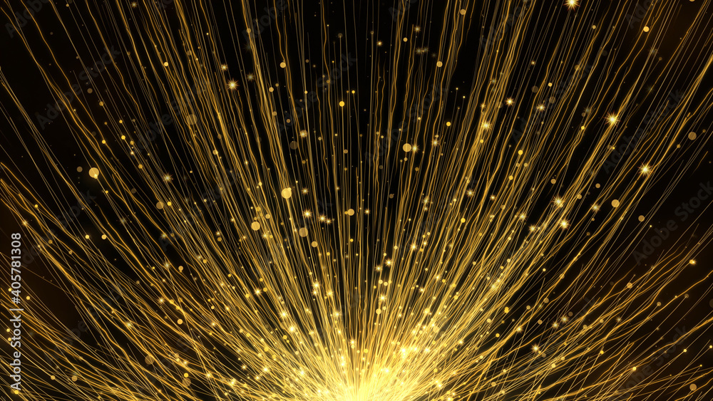 Naklejka premium Shiny background with golden particles and stars