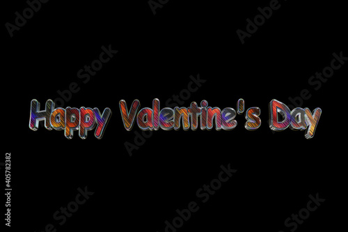 Motley words Happy Valentine's Dayisolated on black background