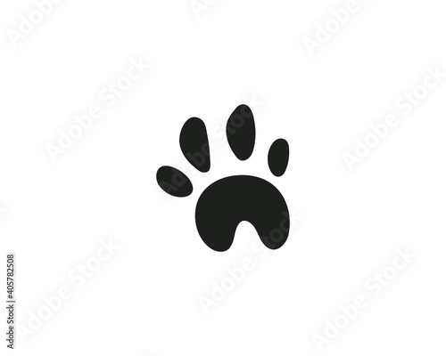 Hand-drawn footprint of an animal. Single element isolated on white background. Vector illustration.