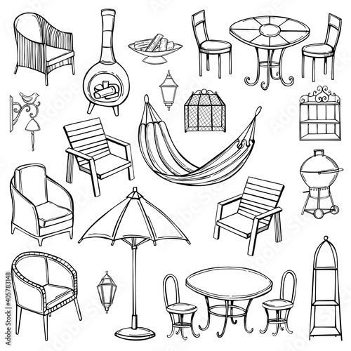 Garden furniture. Vector  illustration.