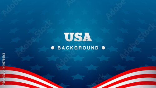 USA Background Vector illustration. Blue star pattern background with red and white stripes. copy space