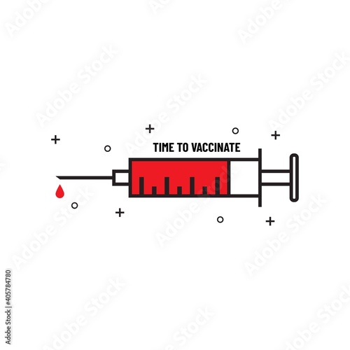 Time to vaccinate.Coronavirus vaccine. Vector syringe with vaccine. Medical illustration. Covid-19