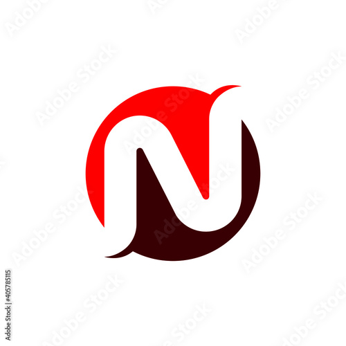 N letter in circle vector logo template