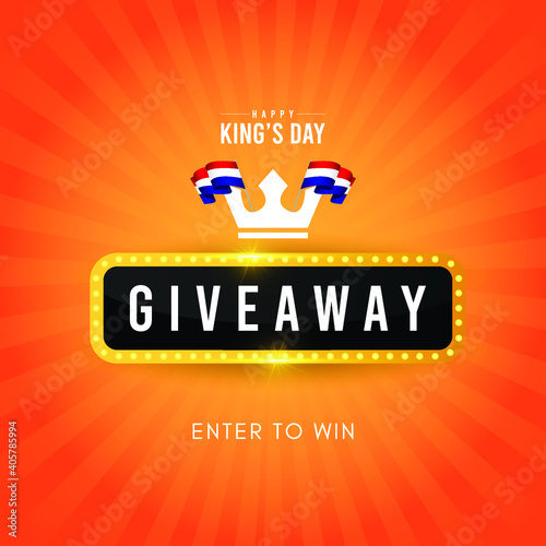 Kingsy day celebrations with giveaway design template.