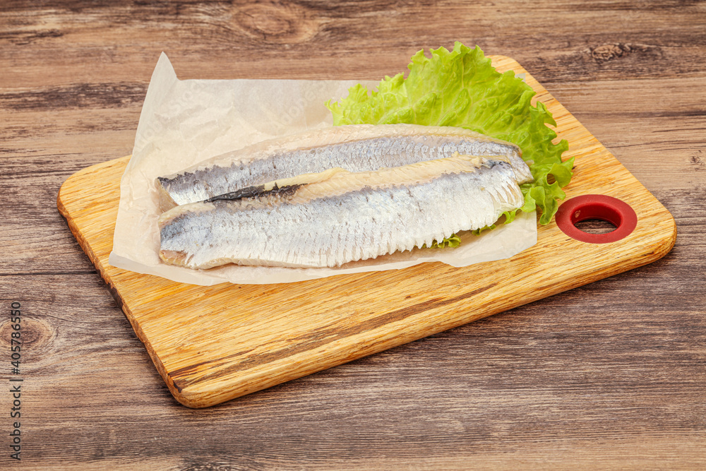 Herring fillet with salad leaves Herring fillet with salad leaves