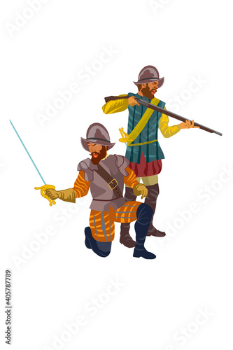 Sailor spanish conquistador cartoon retro style vector illustration photo