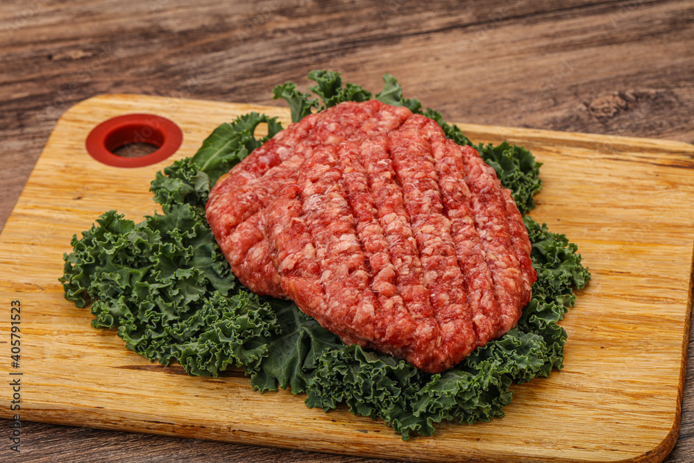 Raw beef burger cutlet for cooking Raw beef burger cutlet for cooking