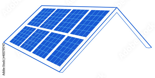 solar panel on white background and roof