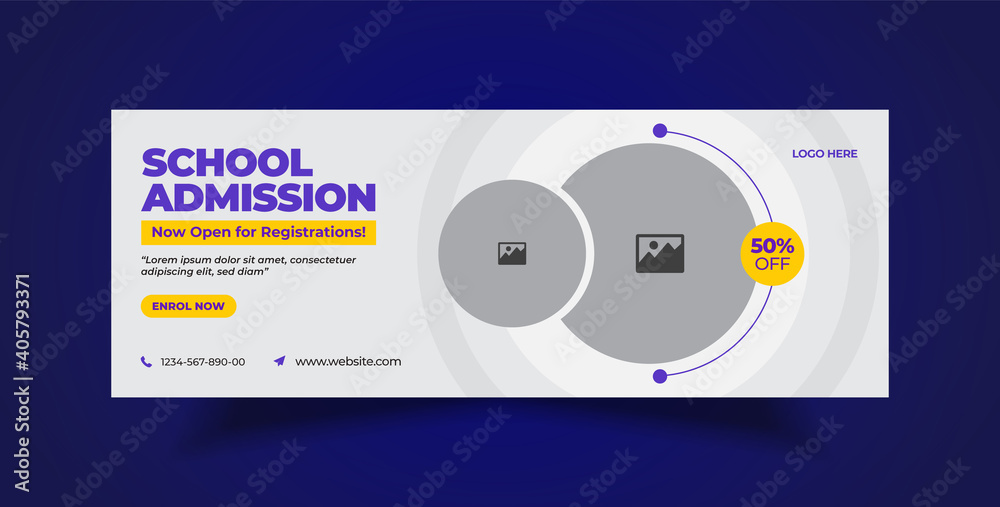 Back to school social media post, web banner, and Facebook cover template 